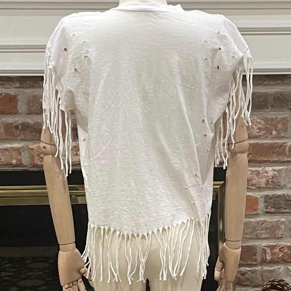 Salsa Calienté “Snorkling Isla Mujeres” distressed fringed crop top / L / EUC - Picture 6 of 11